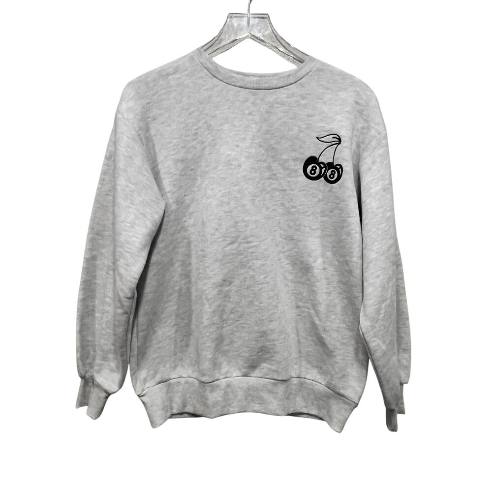 Organic‎ Generation Pullover Sweatshirt Size S Cherry 8 Ball Embroidered Gray